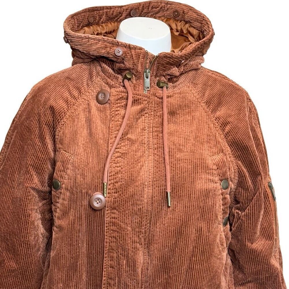 American Eagle rust corduroy hooded knee length jacket size XS - Picture 4 of 12
